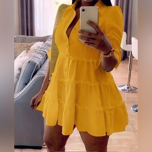 COPY - Ruffle layered hem shirt dress, casual dress. Size: 14 (XXL)